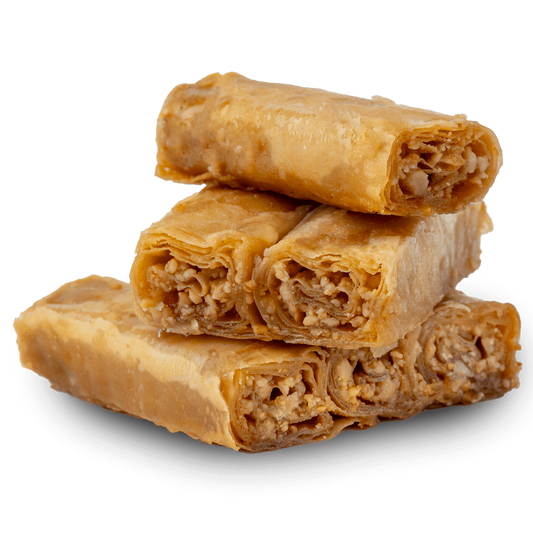 Premium Mixed Nuts Baklava (Asabe) Thin Rolls) by Kweider Damascene Sweets - premium Middle Eastern dessert