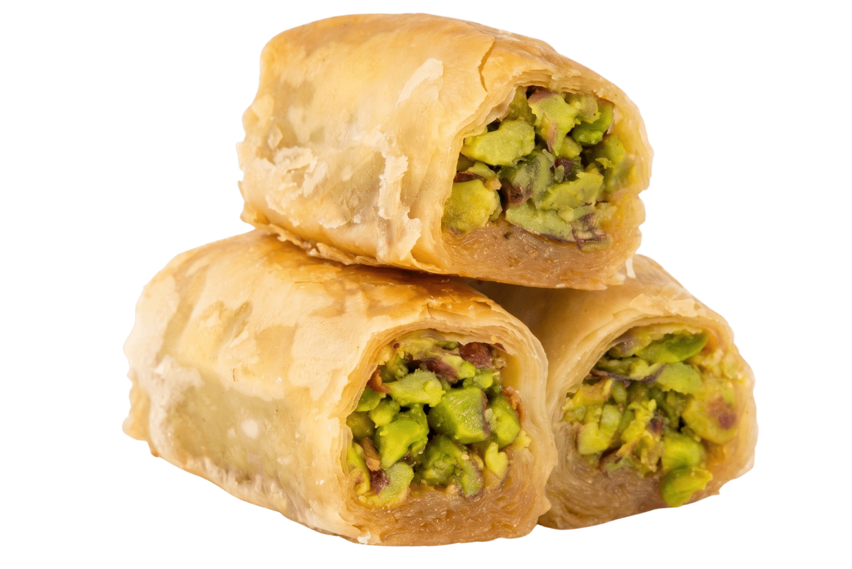 Premium Pistachio Baklava ('Asabe' Filo Rolls) - Kweider Sweets