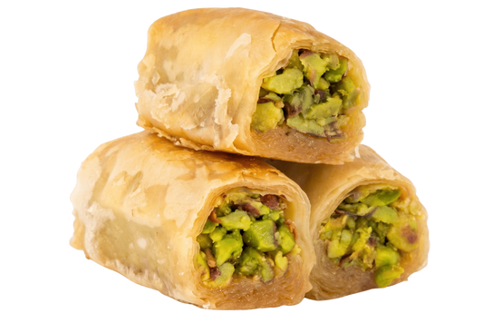 Premium Pistachio Baklava ('Asabe' Filo Rolls) - Kweider Sweets