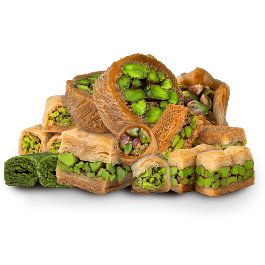 Premium Pistachio Baklava Assortment by Kweider Damascene Sweets - premium Middle Eastern dessert