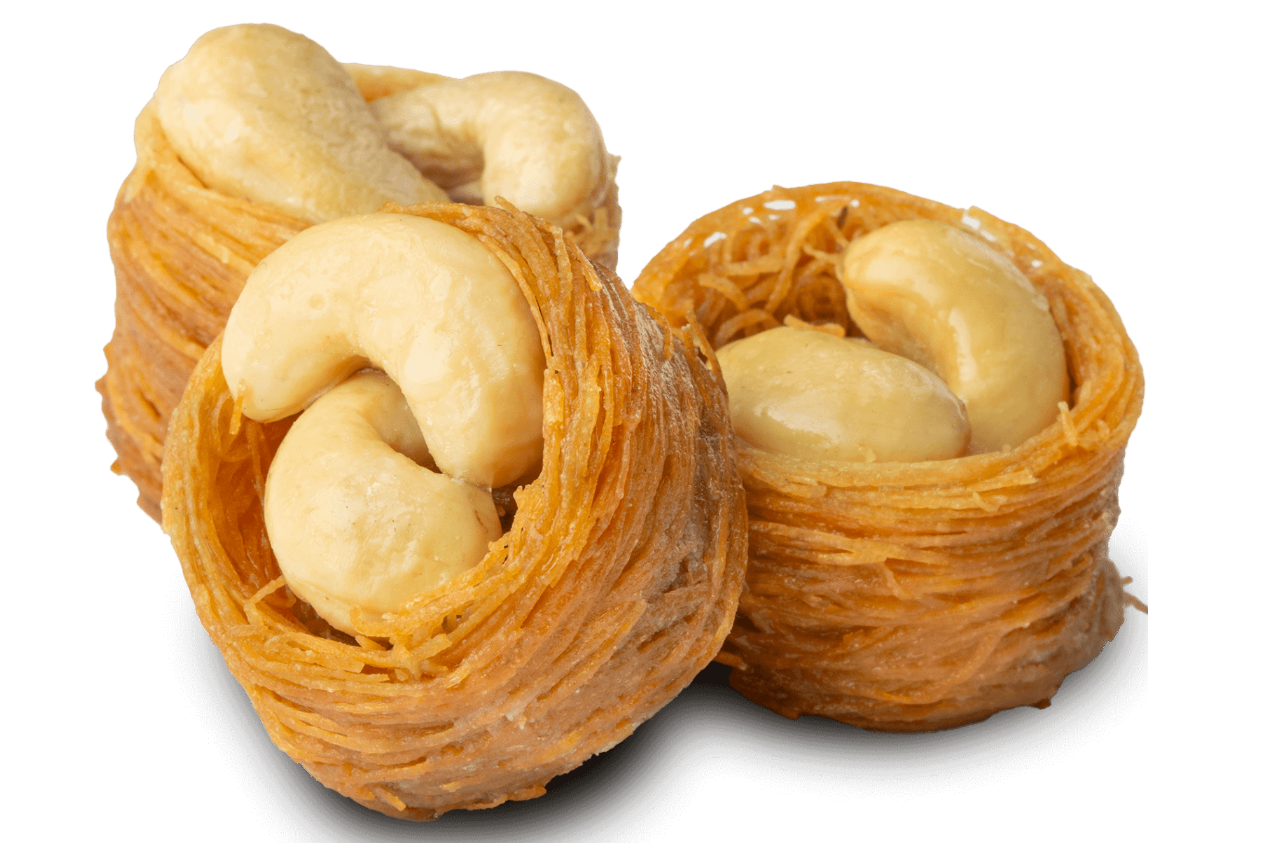 Premium Cashew Knafeh (Osh El Bulbul) Bird's Nests) by Kweider Damascene Sweets - premium Middle Eastern dessert