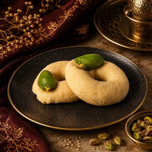 Pistachio Ghraybeh Shortbread - Kweider Sweets
