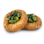 Premium Pistachio Baklava (Asawer) Filo Rings) by Kweider Damascene Sweets - premium Middle Eastern dessert