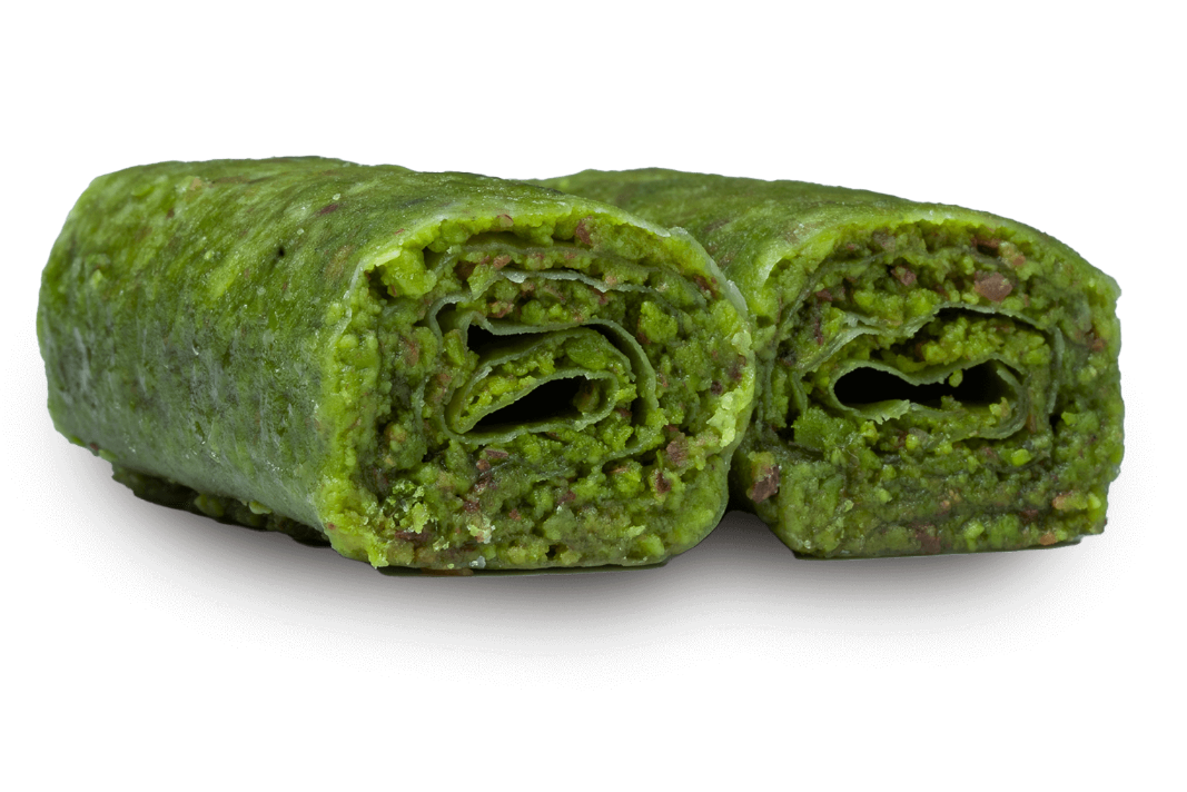 Premium Emerald Pistachio Baklava (Asabe) Green Rolls) by Kweider Damascene Sweets - premium Middle Eastern dessert