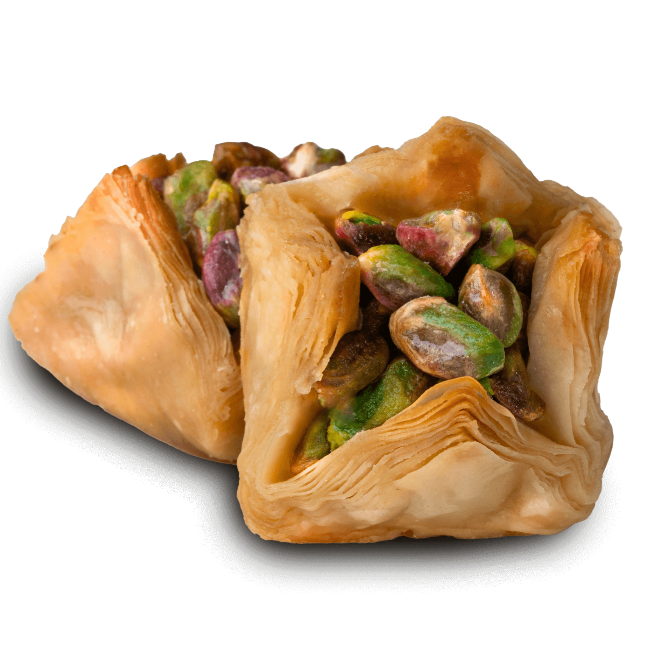 Premium Pistachio Baklava (Bukaj) Filo Parcels) by Kweider Damascene Sweets - premium Middle Eastern dessert