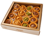 Premium Trio Creams Knafeh ('Osh El Bulbul' Bird's Nests)Pistachio, Caramelised Biscuit, and Hazelnut Chocolate - Kweider Sweets