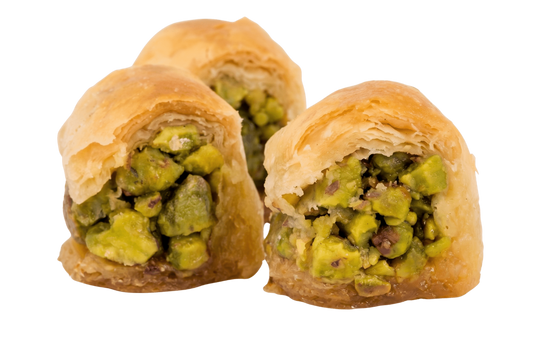 Premium Pistachio Baklava('Kol W Shkor' Bite - Sized Folds) - Kweider Sweets