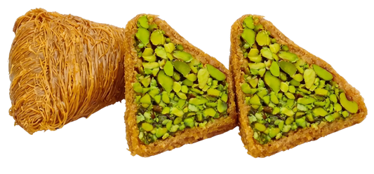 Premium Pistachio Knafeh ('Faysaliyat' Crispy Triangles) - Kweider Sweets