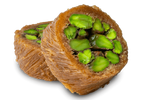 Premium Pistachio Knafeh (Mabrouma) Twisted Rolls) by Kweider Damascene Sweets - premium Middle Eastern dessert