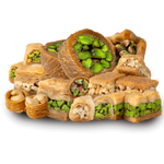 Premium Pistachio, Cashew, and Walnut Baklava Assortment by Kweider Damascene Sweets - premium Middle Eastern dessert