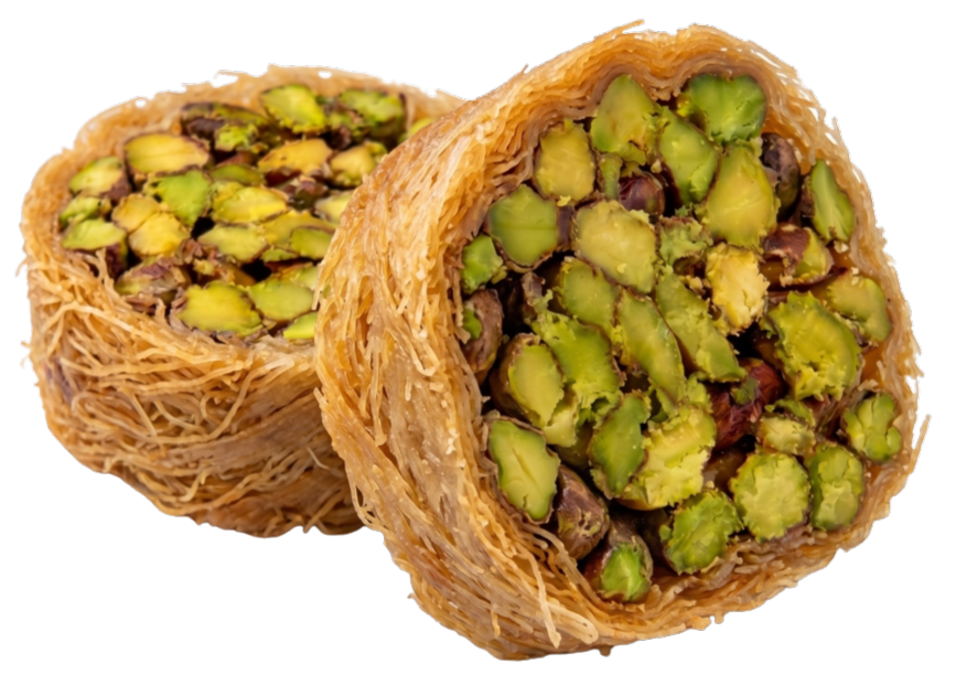 Premium Extra Pistachio Knafeh ('Mabrouma' Loaded Twisted Rolls) - Kweider Sweets