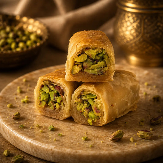 Pistachio Finger (Baklava  Filo Rolls)