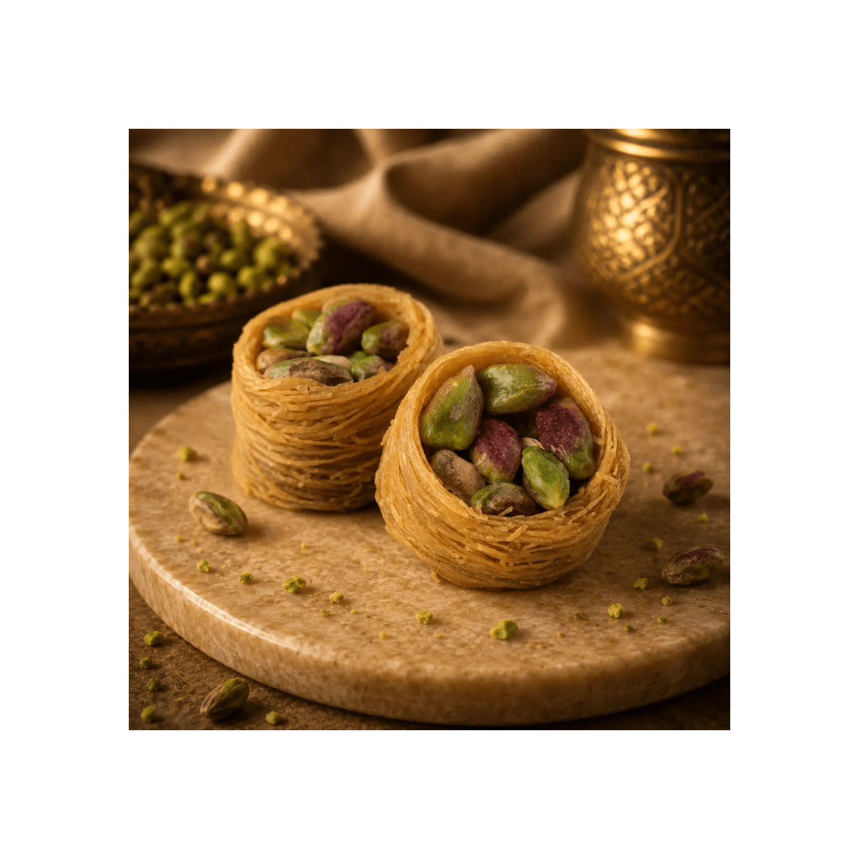 Pistachio Osh El Bulbul (Bird’s Nests) - Kweider Sweets