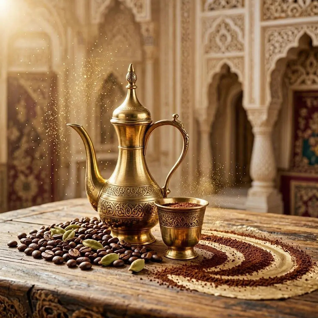 Traditional Kweider Arabic coffee served in Damascene style