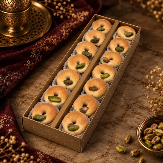 Extra Pistachio Ghraybeh Shortbread - Kweider Sweets