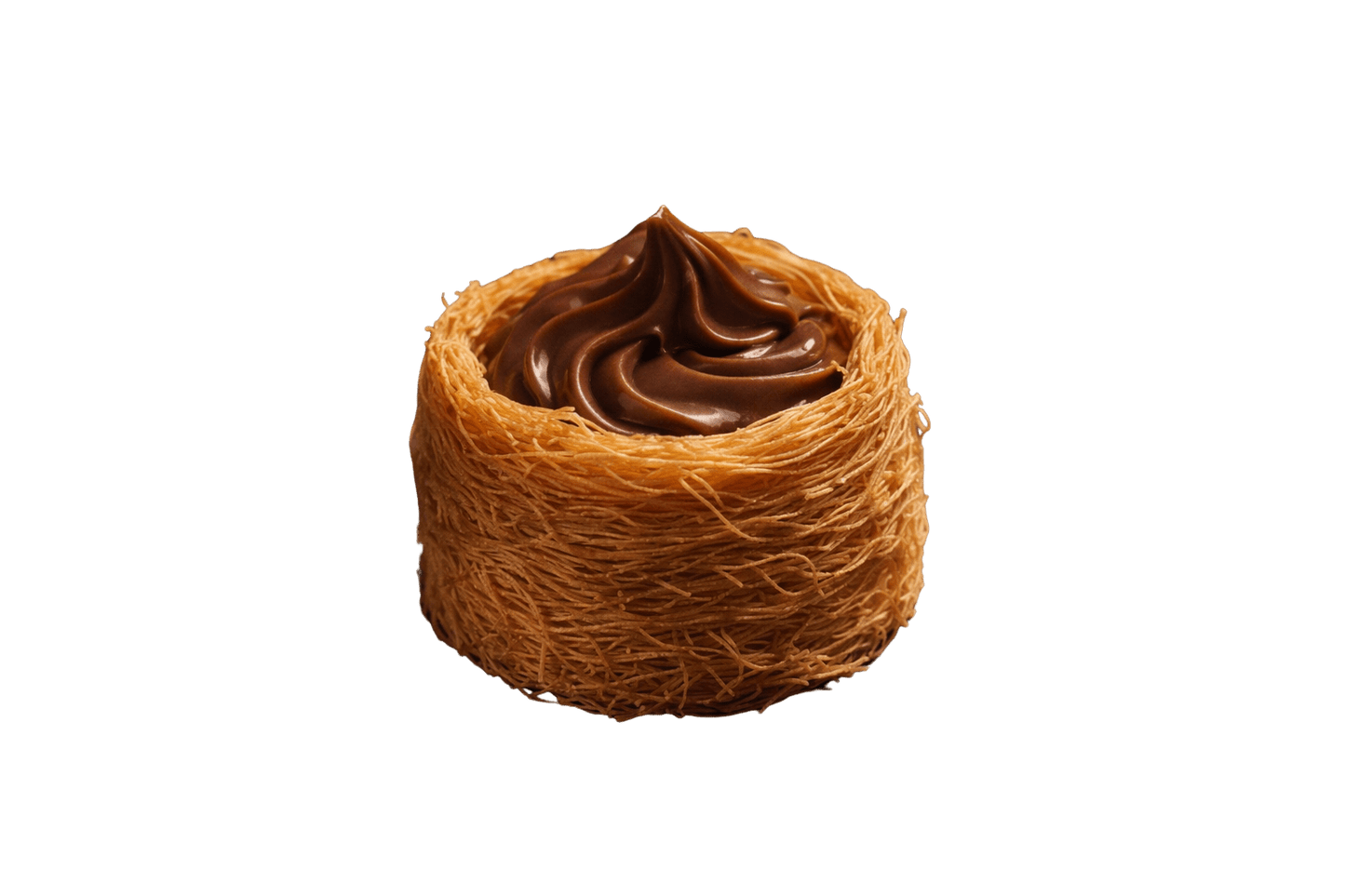 Premium Trio Creams Knafeh (Osh El Bulbul) Bird's Nests) Pistachio, Caramelised Biscuit, and Hazelnut Chocolate by Kweider Damascene Sweets - premium Middle Eastern dessert