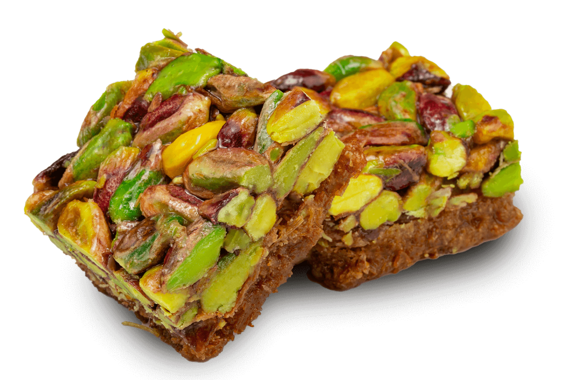 Premium Pistachio Open-Faced Tray Knafeh (Ballorieh) by Kweider Damascene Sweets - premium Middle Eastern dessert