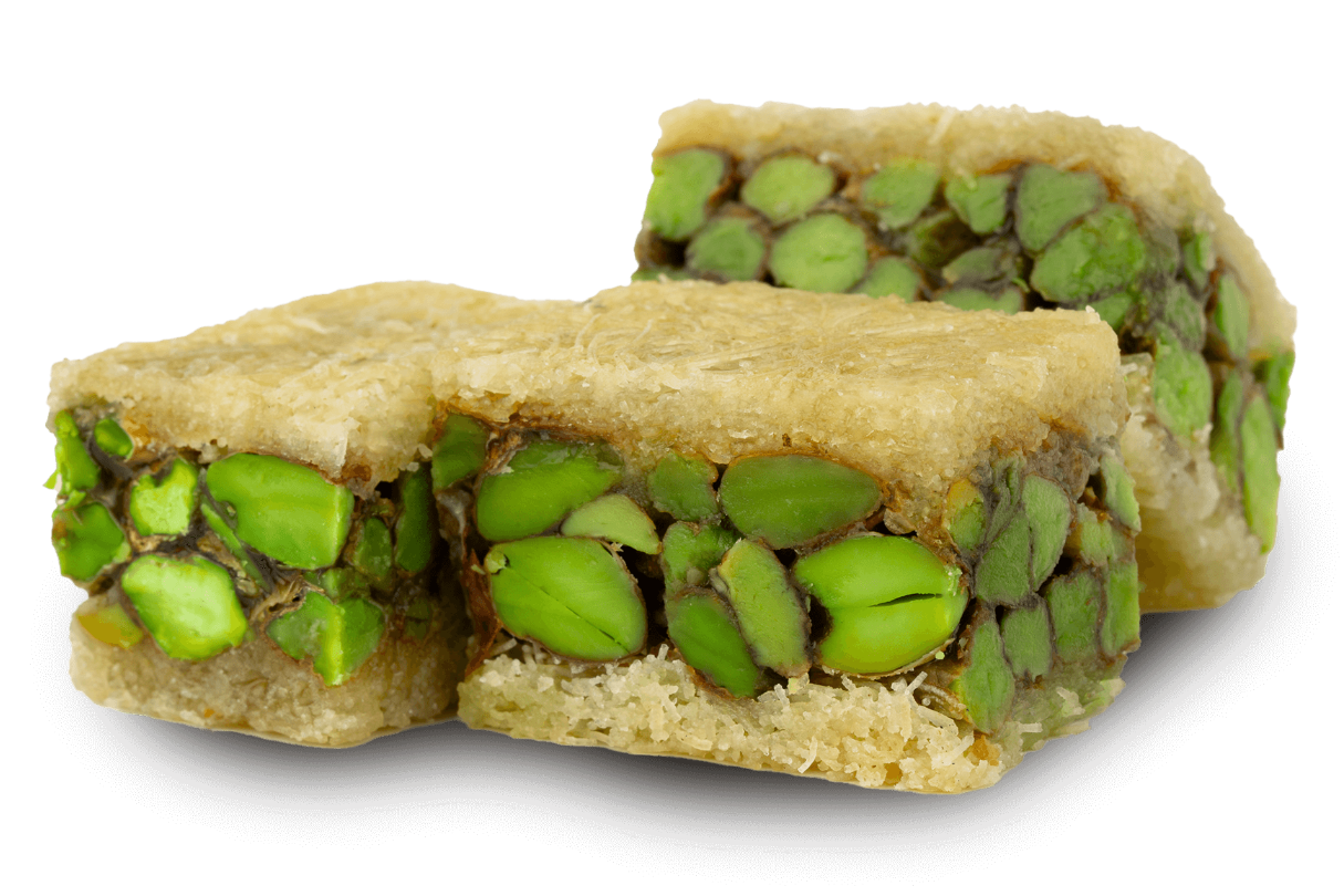 Premium White Knafeh with Pistachio (Ballorieh) by Kweider Damascene Sweets - premium Middle Eastern dessert