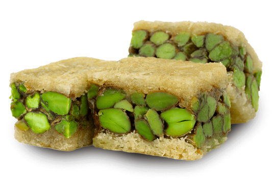 Premium White Knafeh with Pistachio (Ballorieh) by Kweider Damascene Sweets - premium Middle Eastern dessert