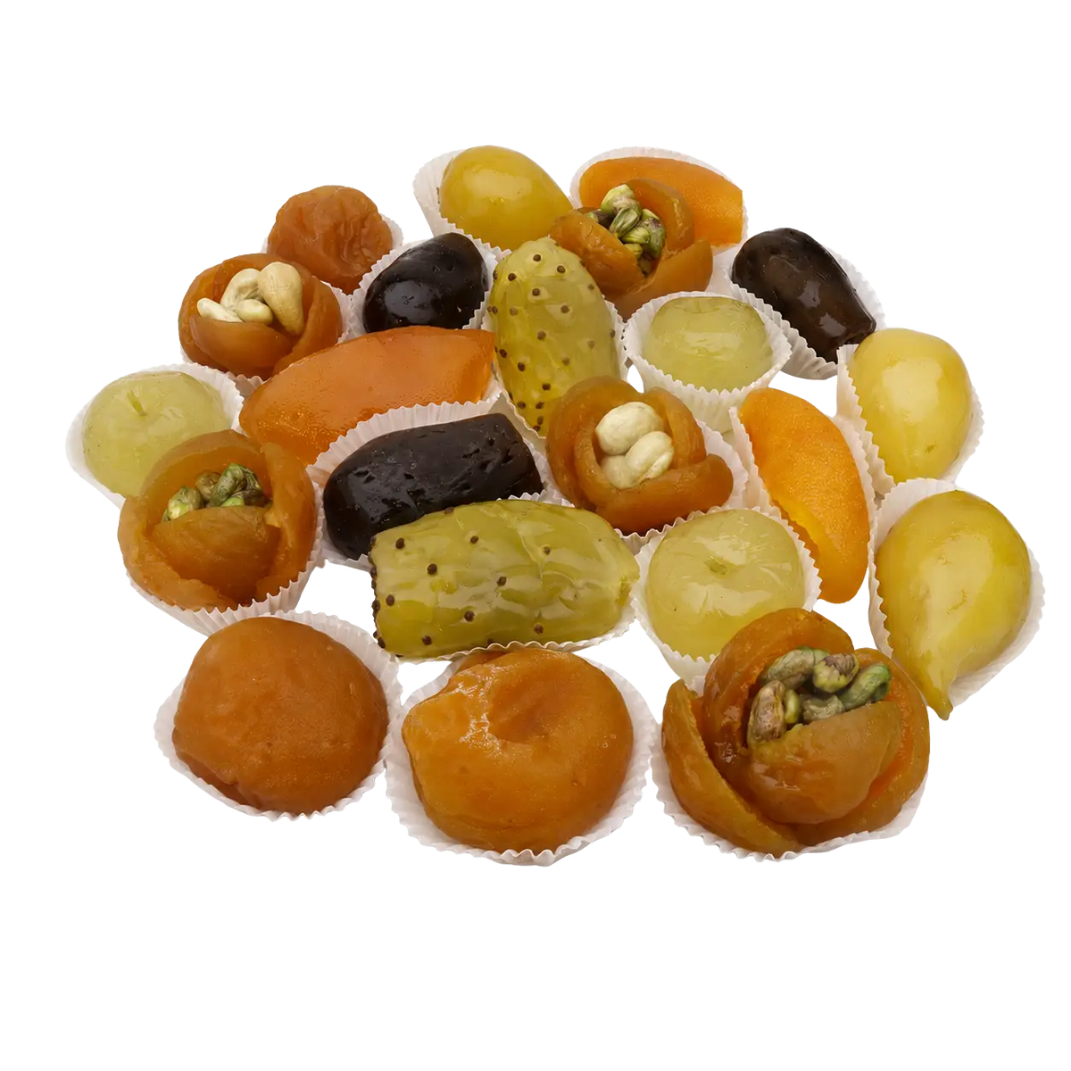 Assorted glacé and candied fruits by Kweider London