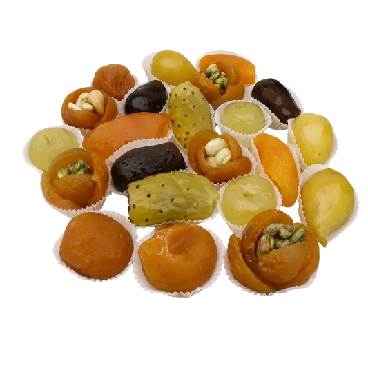 Assorted glacé and candied fruits by Kweider London