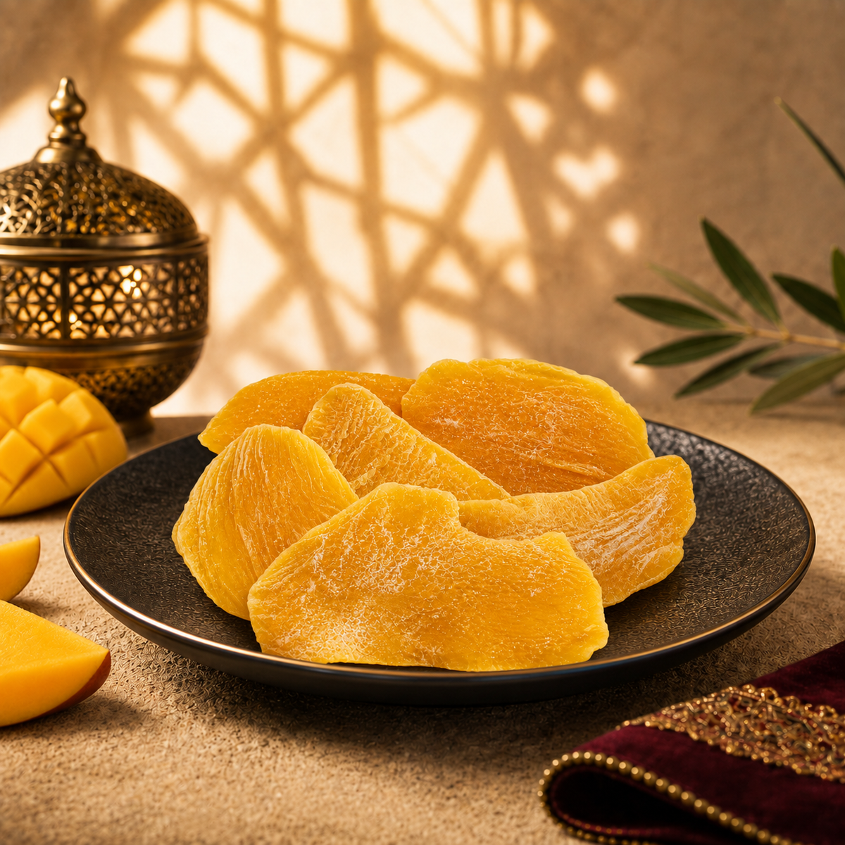 Luxury presentation of Kweider dried mango rings for sharing and gifting