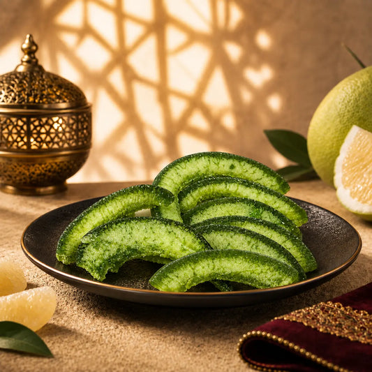 Alt text: Luxury presentation of Kweider dried pomelo rings for sharing and gifting