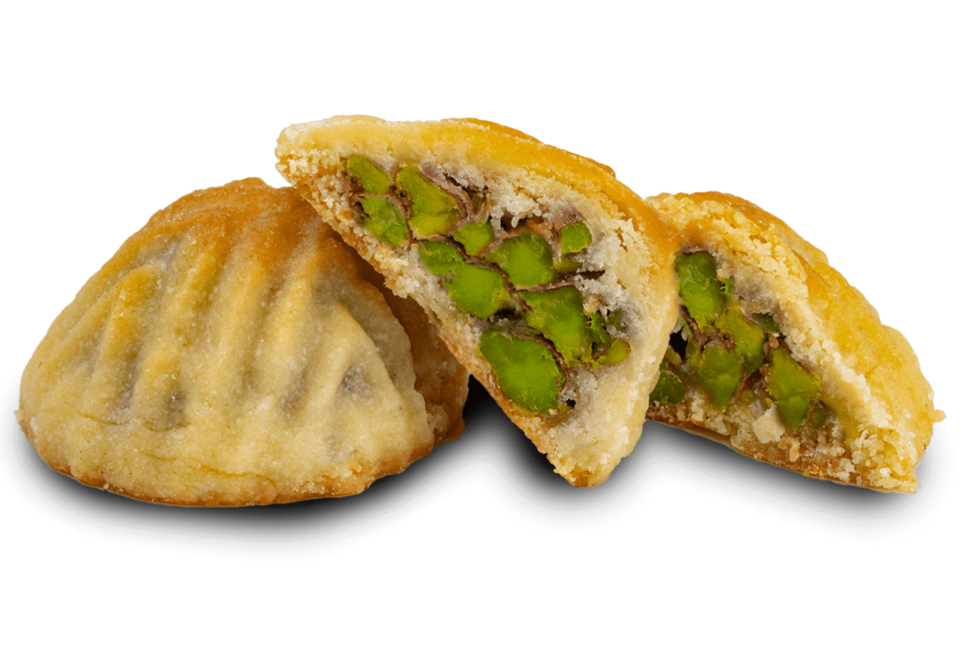 Premium Date Maamoul Extra Pistachio (Stuffed Eastern Cookies) by Kweider Damascene Sweets - premium Middle Eastern dessert