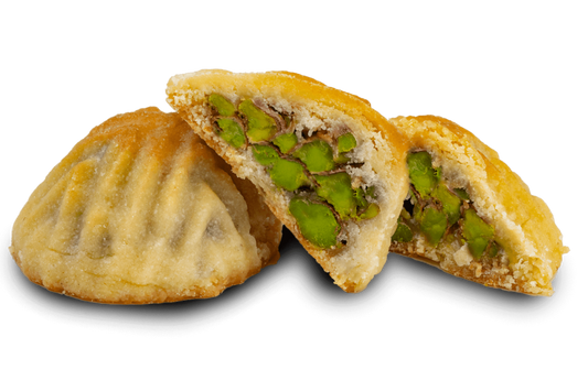 Premium Date Maamoul Extra Pistachio (Stuffed Eastern Cookies) by Kweider Damascene Sweets - premium Middle Eastern dessert